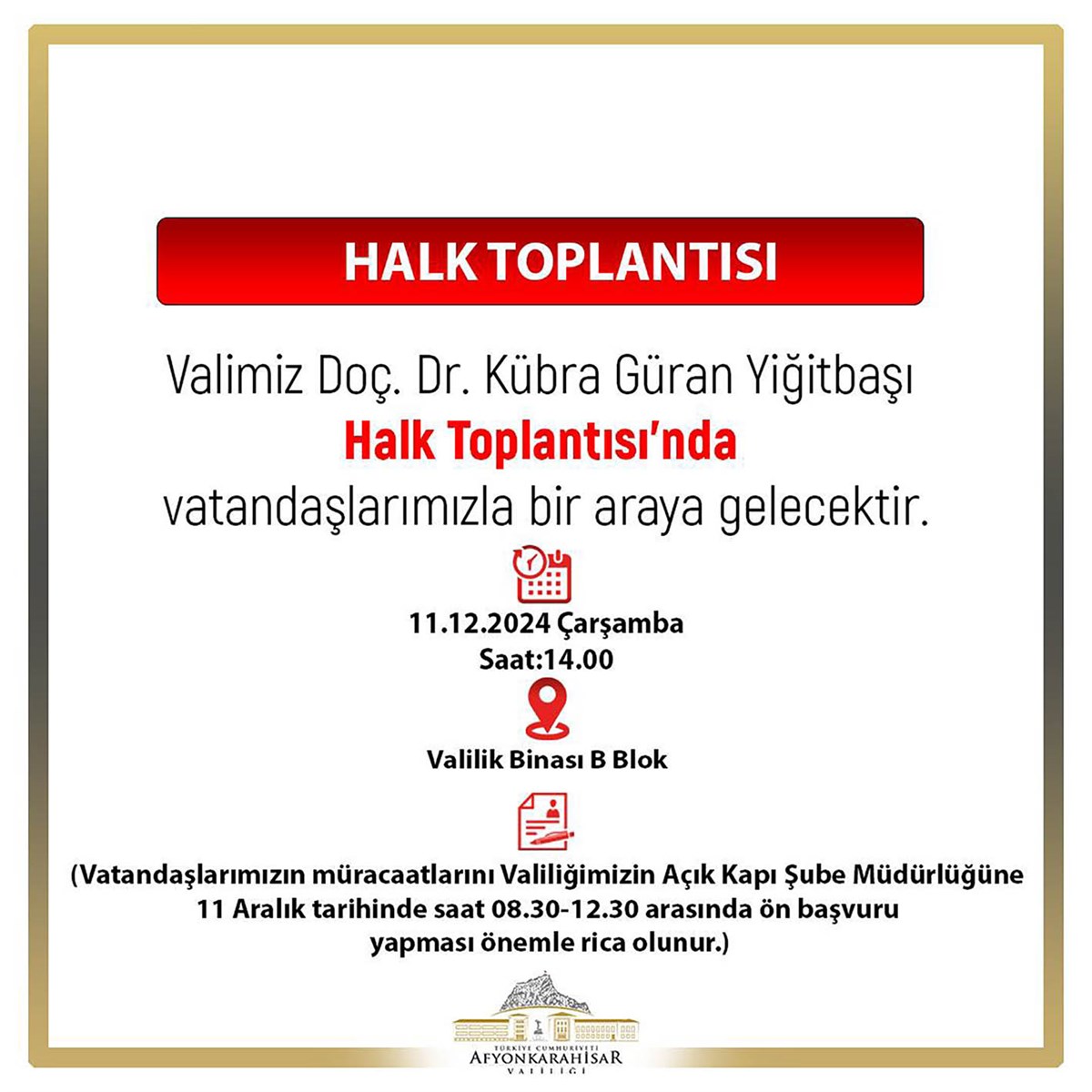 Halk Günü toplantısı yarın saat 14'te