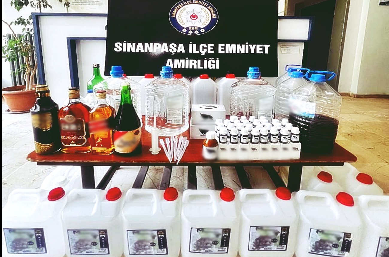 Sinanpaşada Kaçak Alkol üretenlere emniyetten operasyon