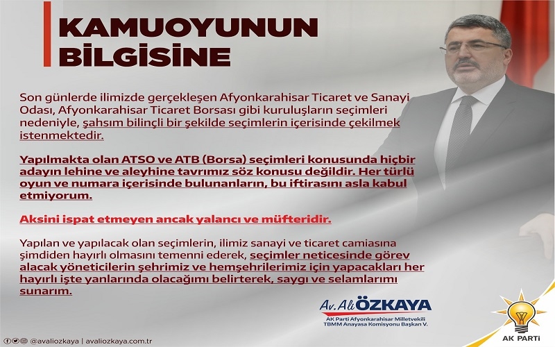 Ali Özkaya açıklama yaptı kimsenin tarafı değilim