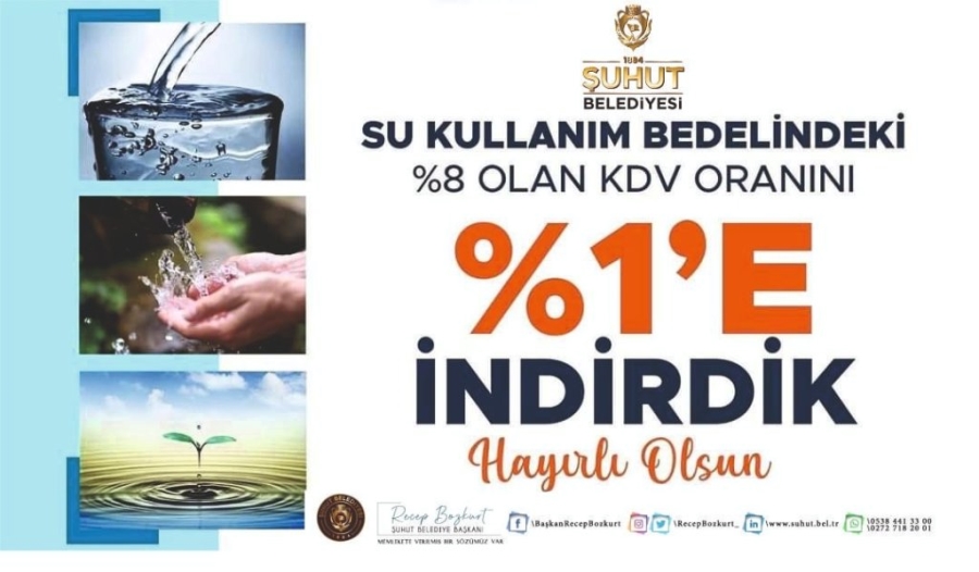 Başkan Bozkurt duyurdu suda KDV'yi 1 edüşürdük