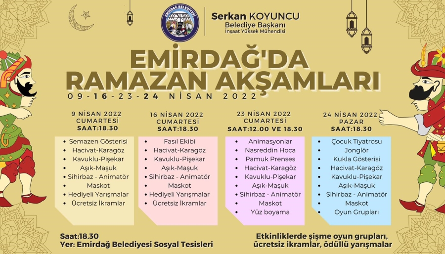Emirdağ belediyesinin Ramazan Şenlikleri Programı Dolu Dolu