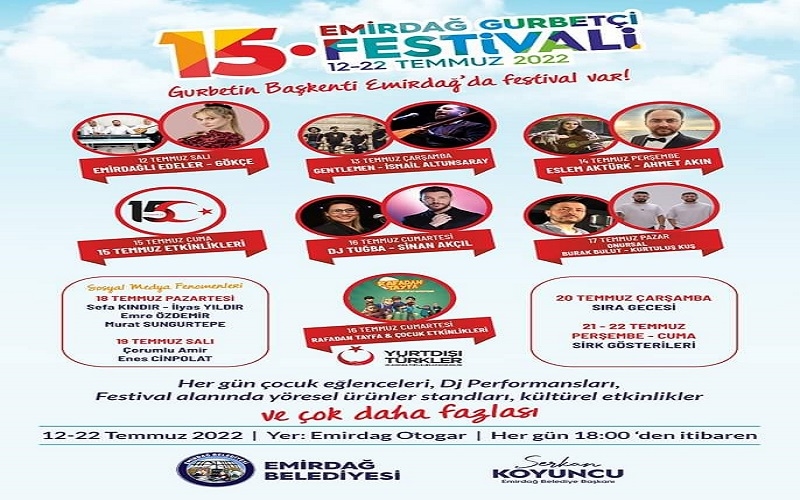Emirdağ 15. Gurbetçi Festivaline hazır