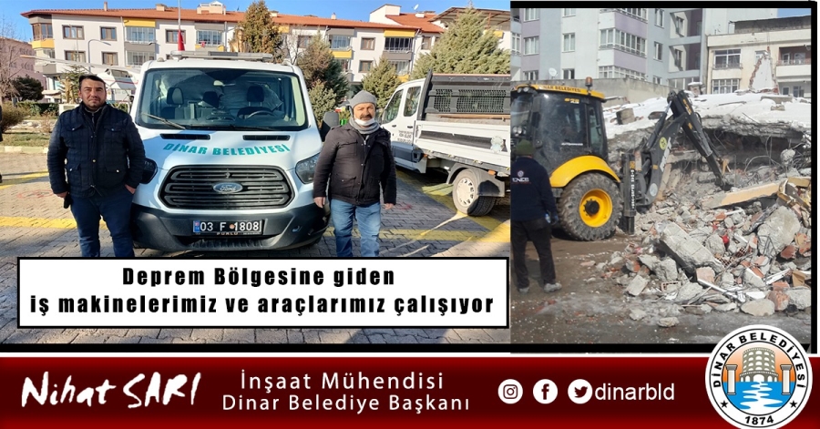 Dinardan yola çıkan araçlar deprem bölgesinde çalışıyor