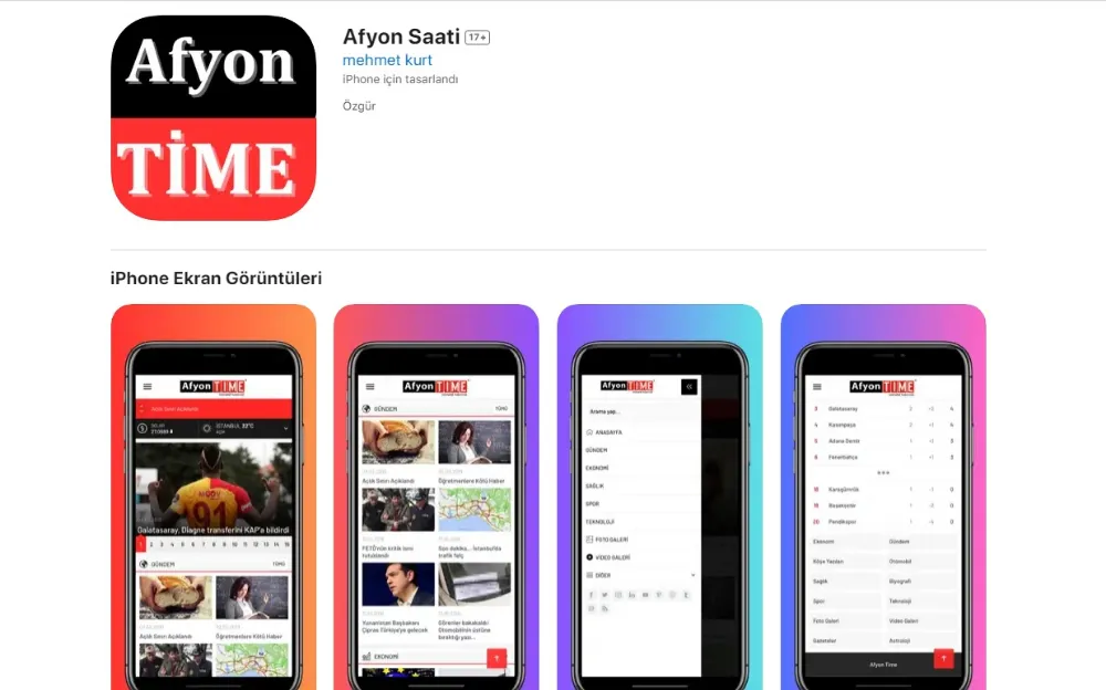 Afyontime artık apstore ve google play'da
