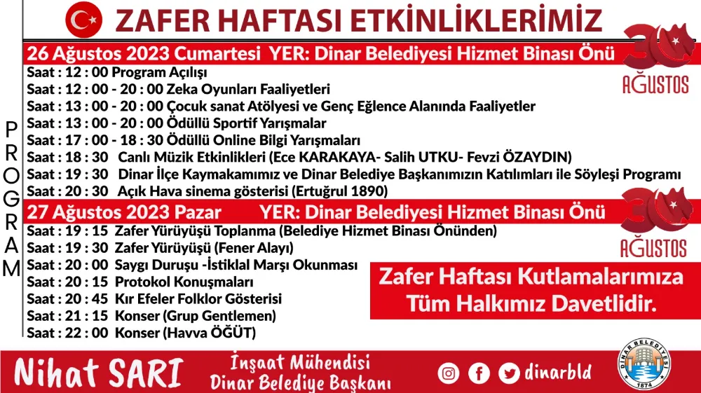 Dinar belediyesi zafer haftasına hazır