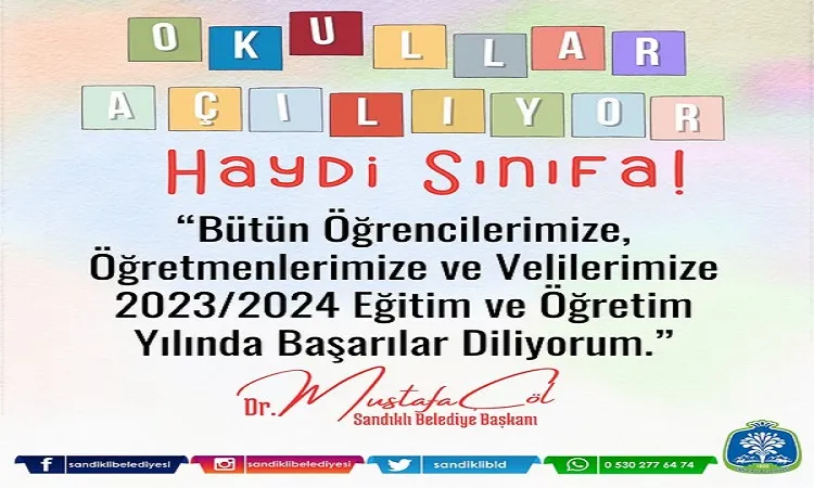 Başkan dr. Mustafa Çöl’den 2023/2024 eğitim ve öğretim yılı mesajı