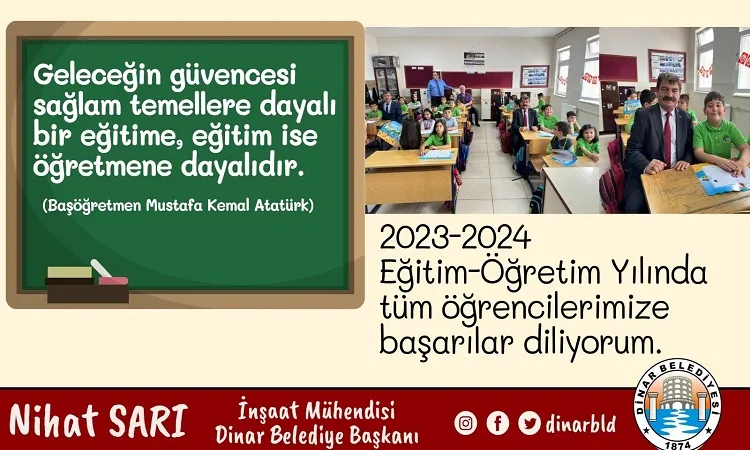 Başkan Sarıdan 2023 -2024 eğitim ve öğretim yılı mesajı