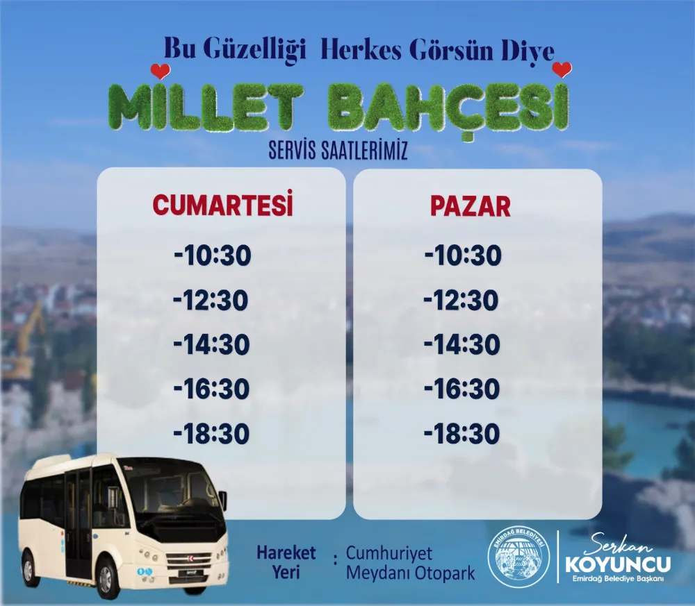 Emirdağ Millet Bahçesi’ne Servis Hizmeti 