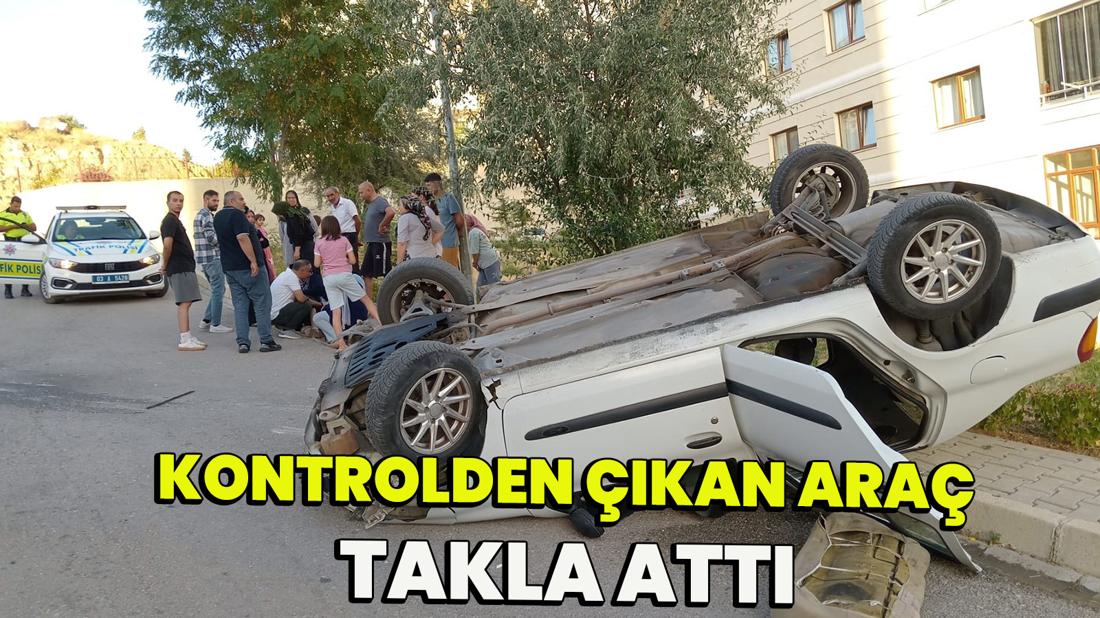 Afyonkarahisar’da kontrolden çıkan araç takla attı