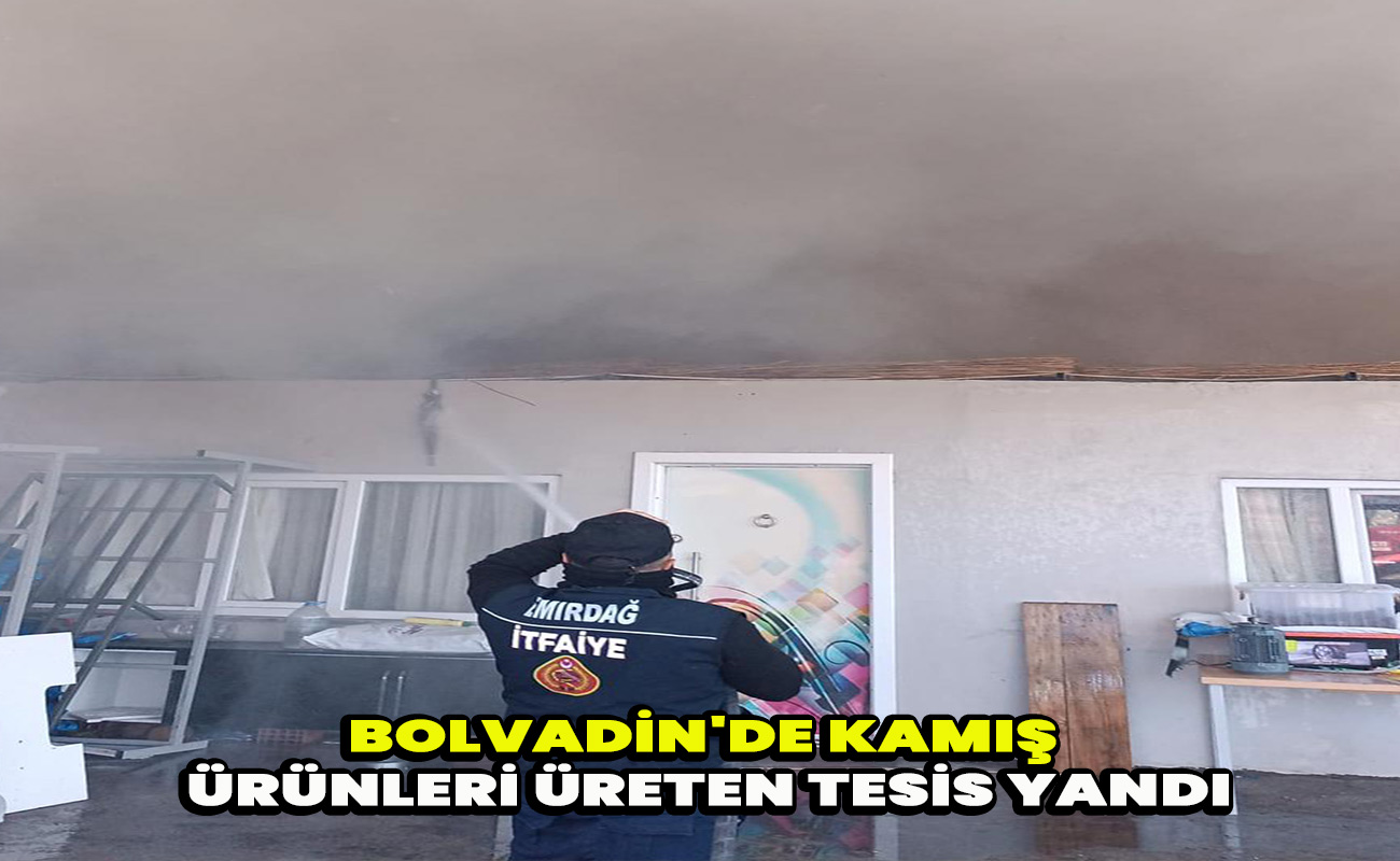 Bolvadin'de kamış ürünleri üreten tesis yandı