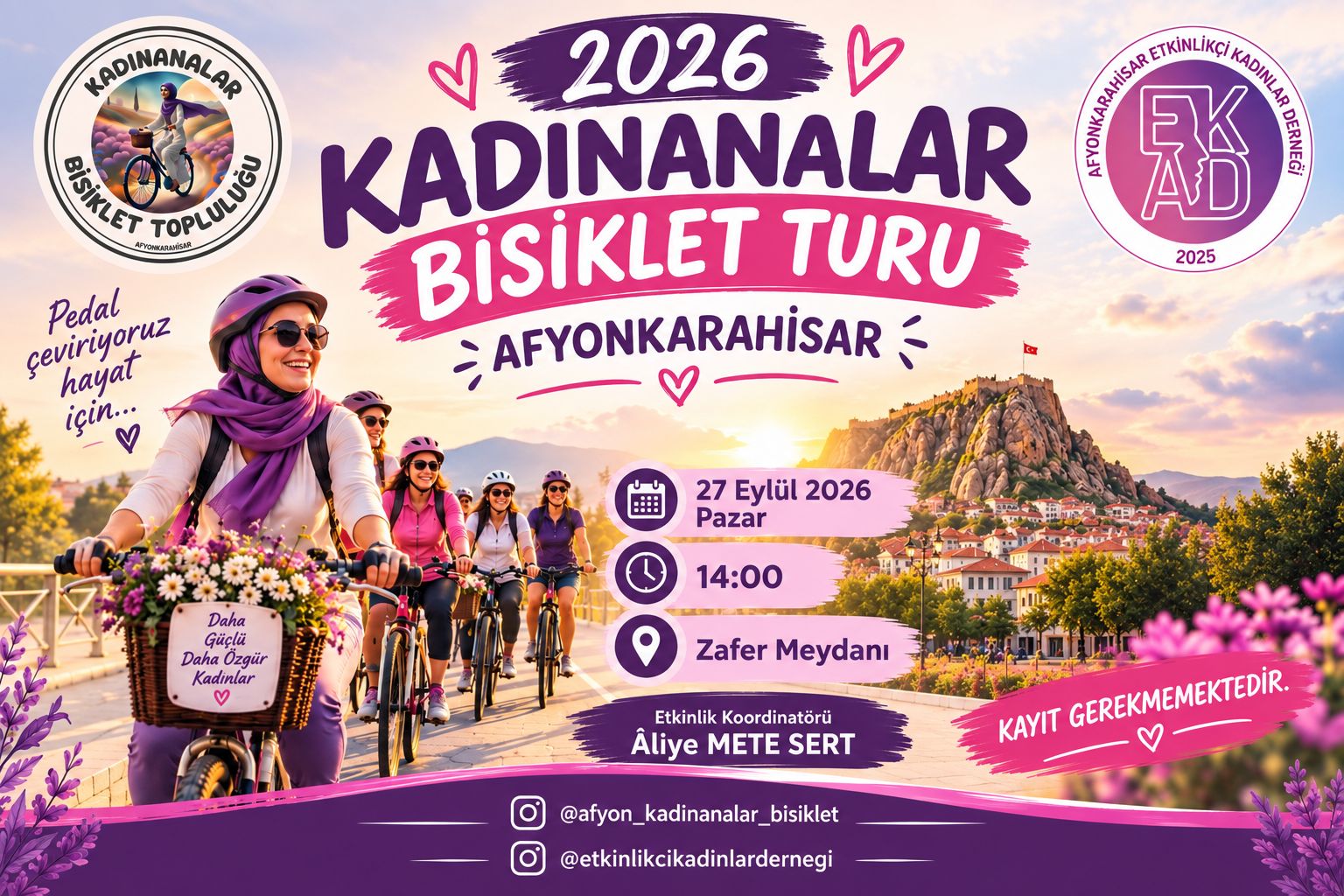 Kadınanalar Bisiklet Turu 27 Eylül’de Zafer Meydanı’ndan start alacak