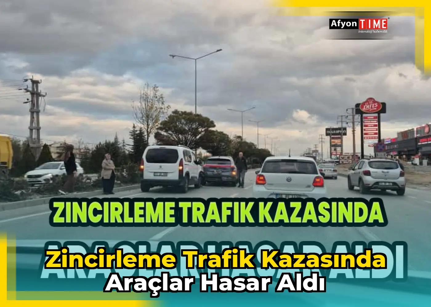 Zincirleme trafik kazasında araçlar hasar aldı